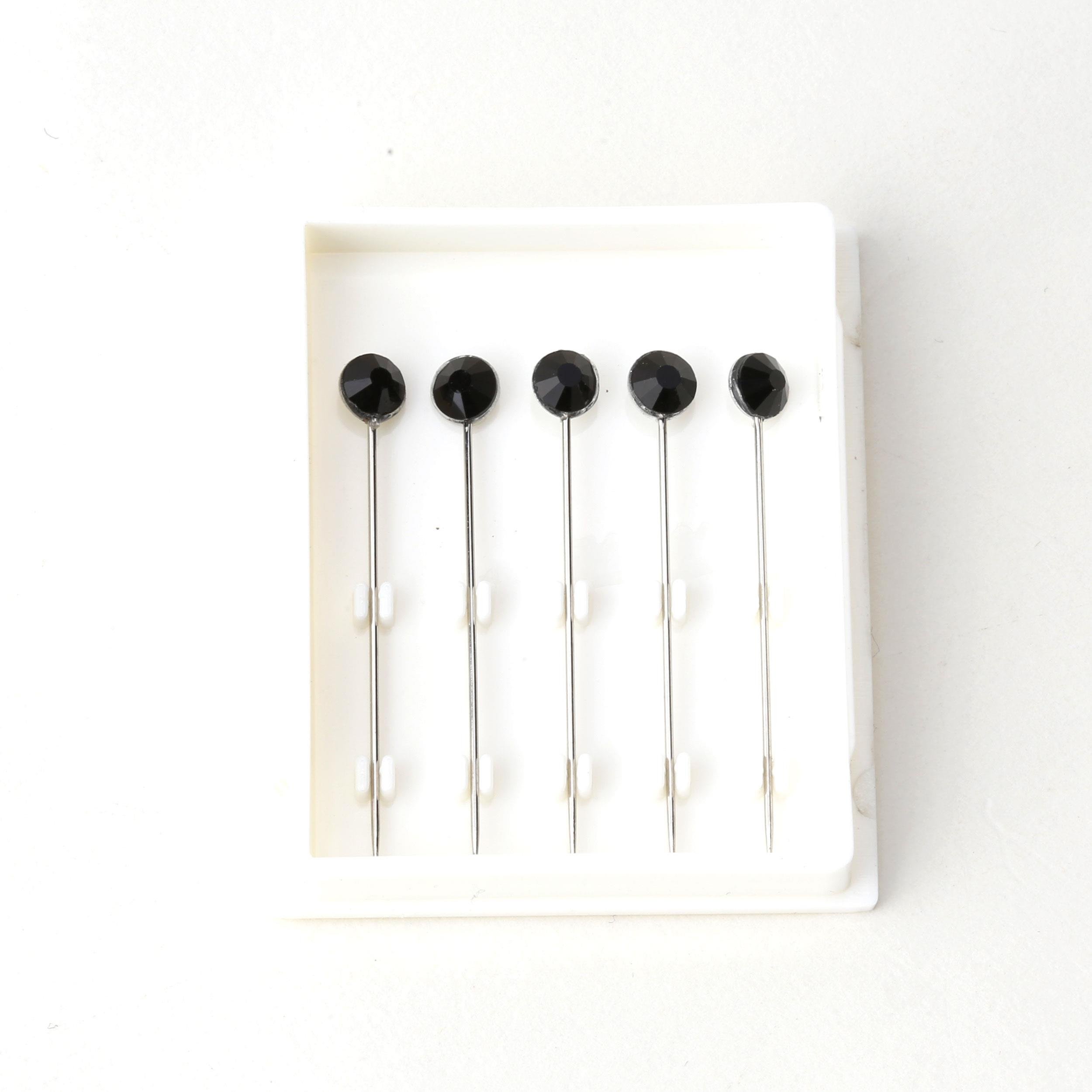 6'lı Siyah Taşlı Eşarp Şal İğnesi