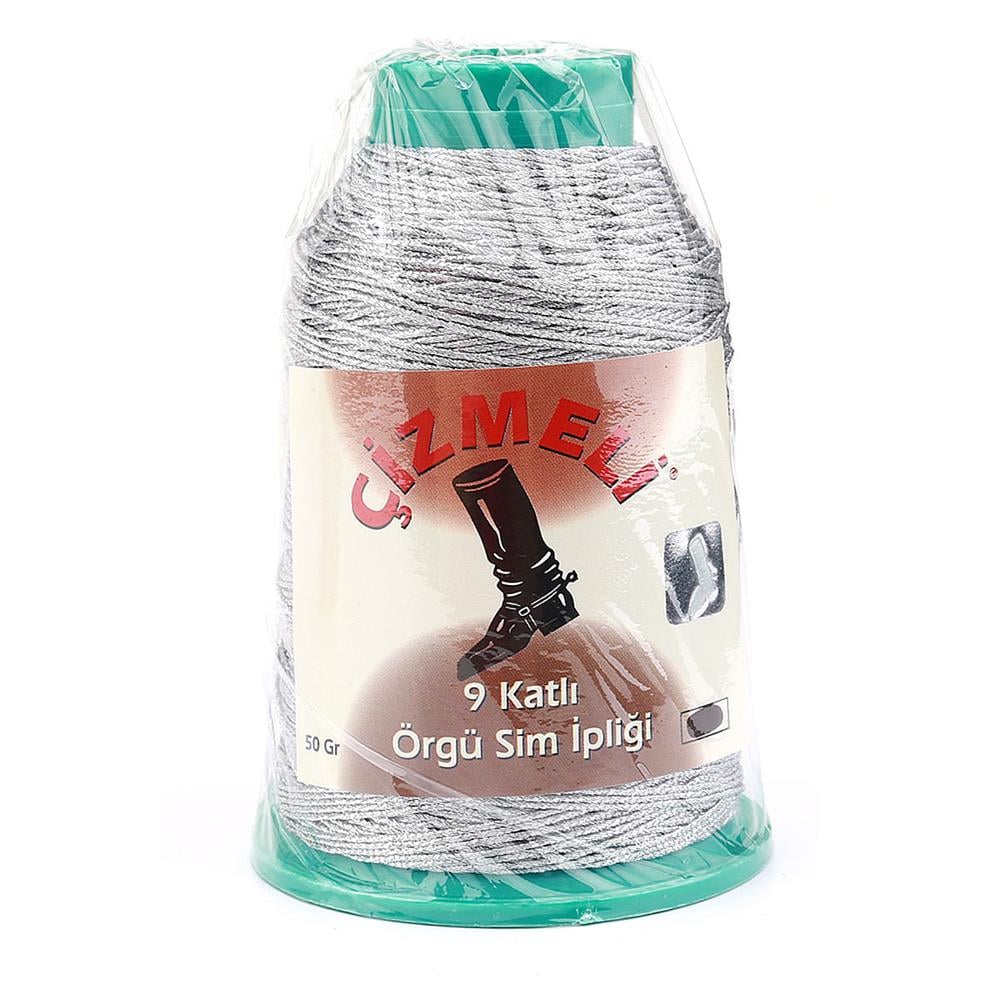 9 Katlı Örgü Sim İpliği Gümüş