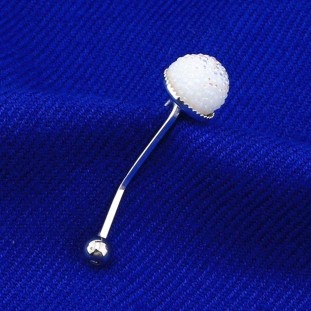 Beyaz Polyester Taşlı Eşarp Şal Klipsi