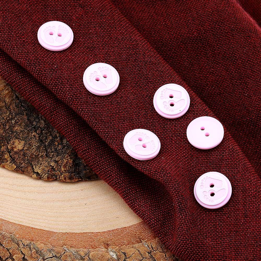 Delikli Bebek Düğmesi Pembe (10 adet)