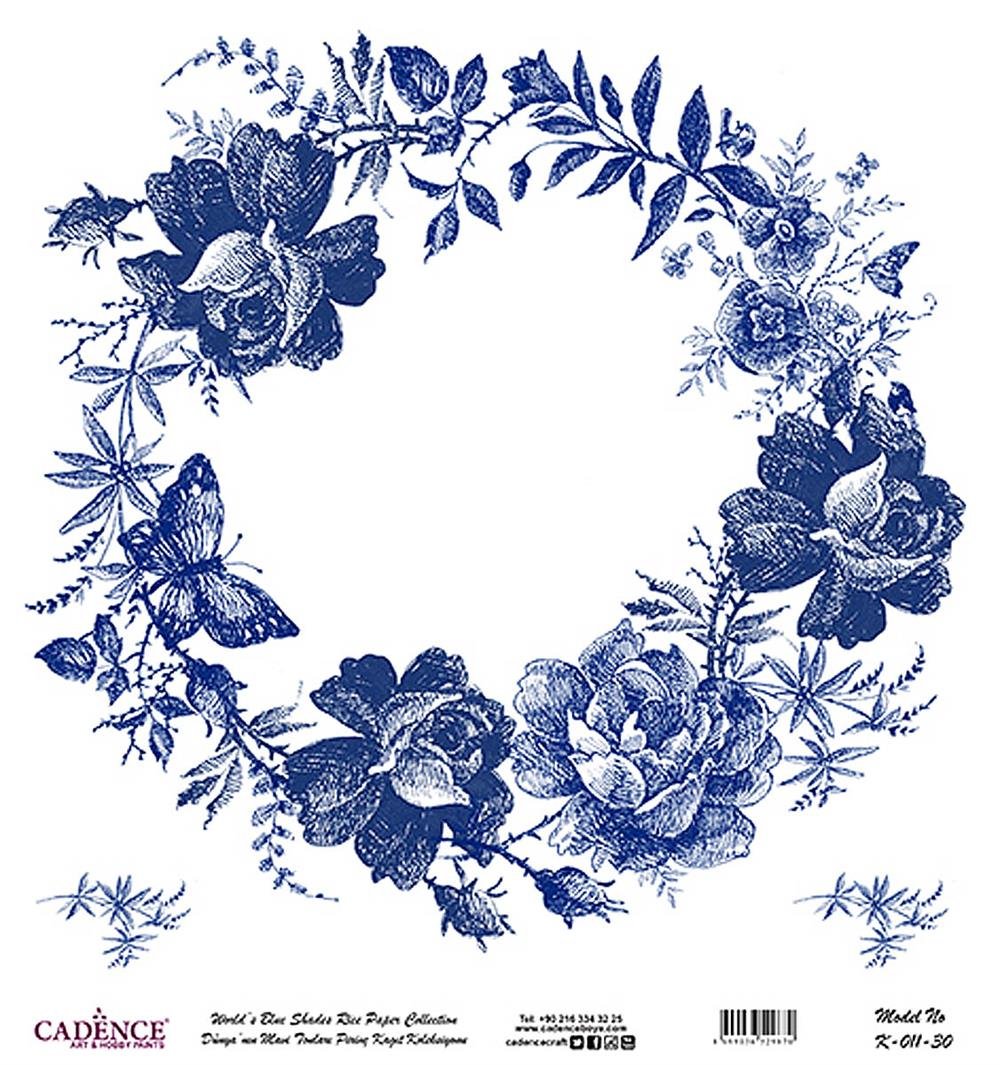 Dünya'nın Mavi Tonları Pirinç Kağıt 30x32 cm - K011