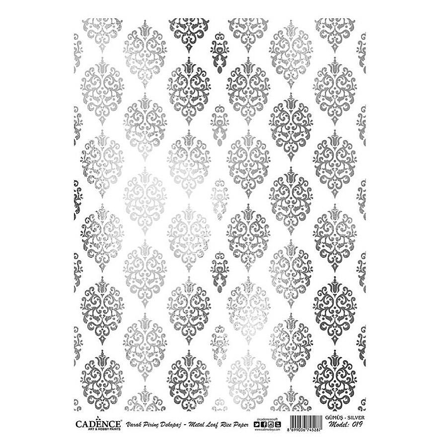 Varak Pattern Gümüş Varak Pirinç Dekopaj Kağıdı 30x42 cm - Model 19