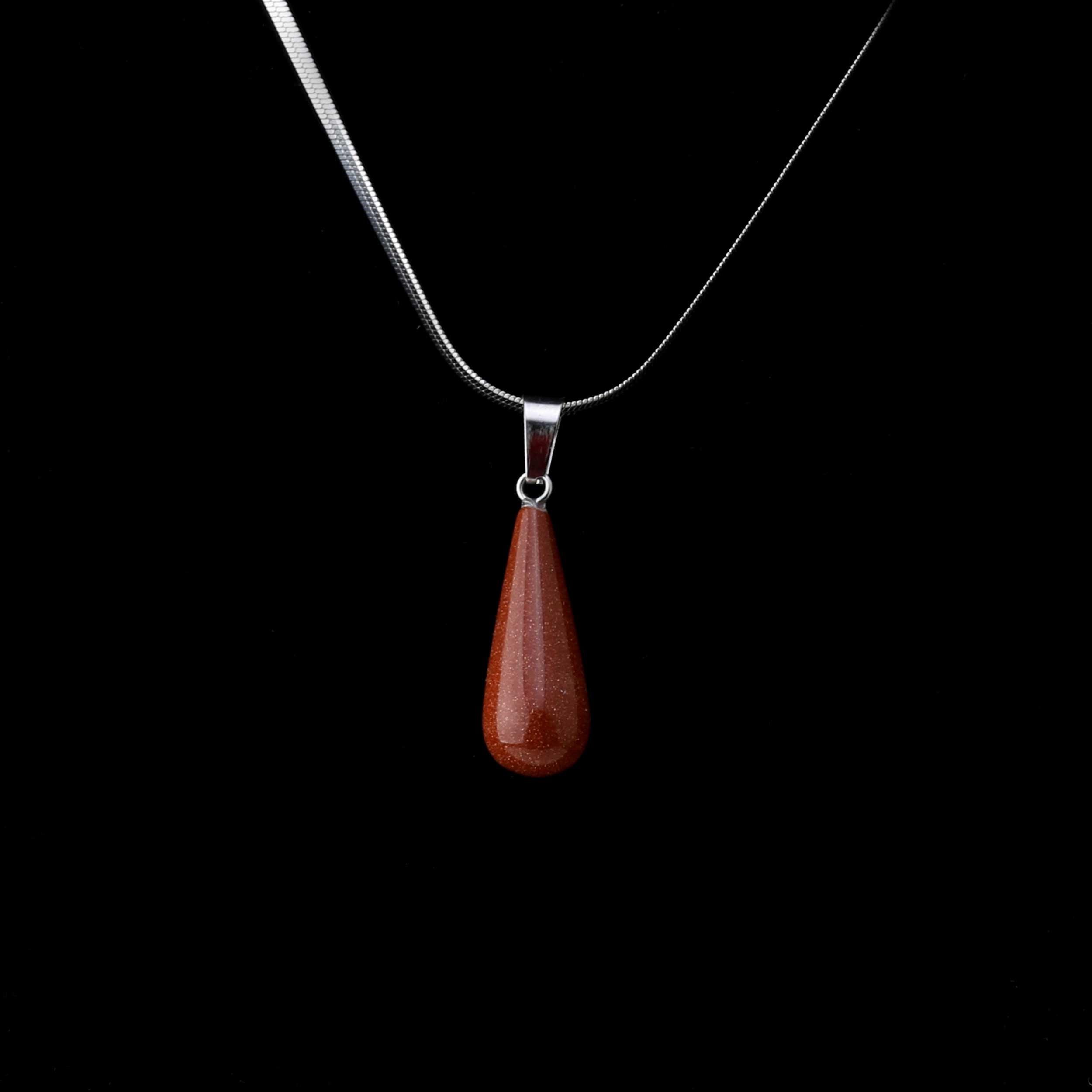 Kahverengi Yıldız Taşı Oval Damla Kolye Ucu