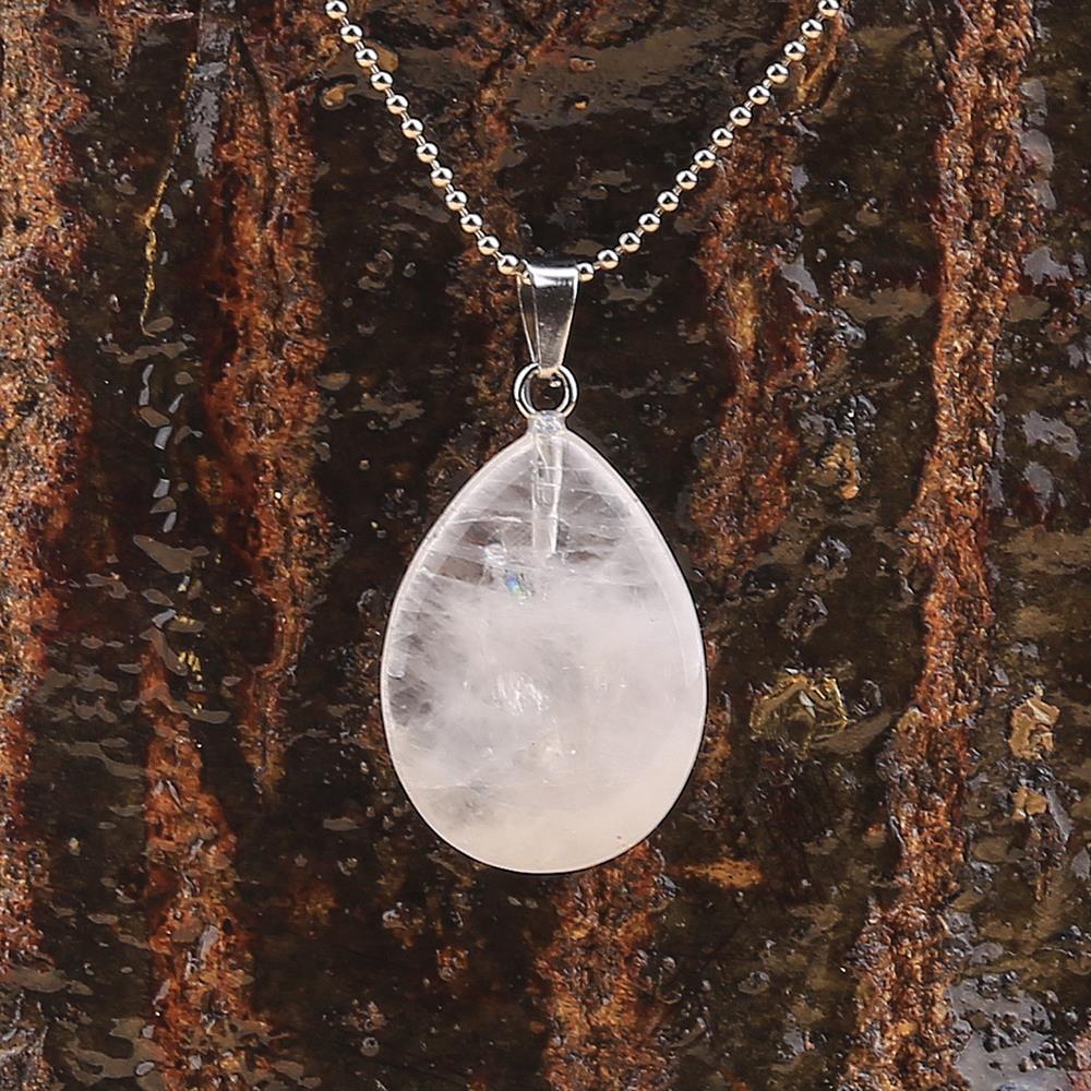 Kristal Kuvars Taşı Damla Kolye Ucu