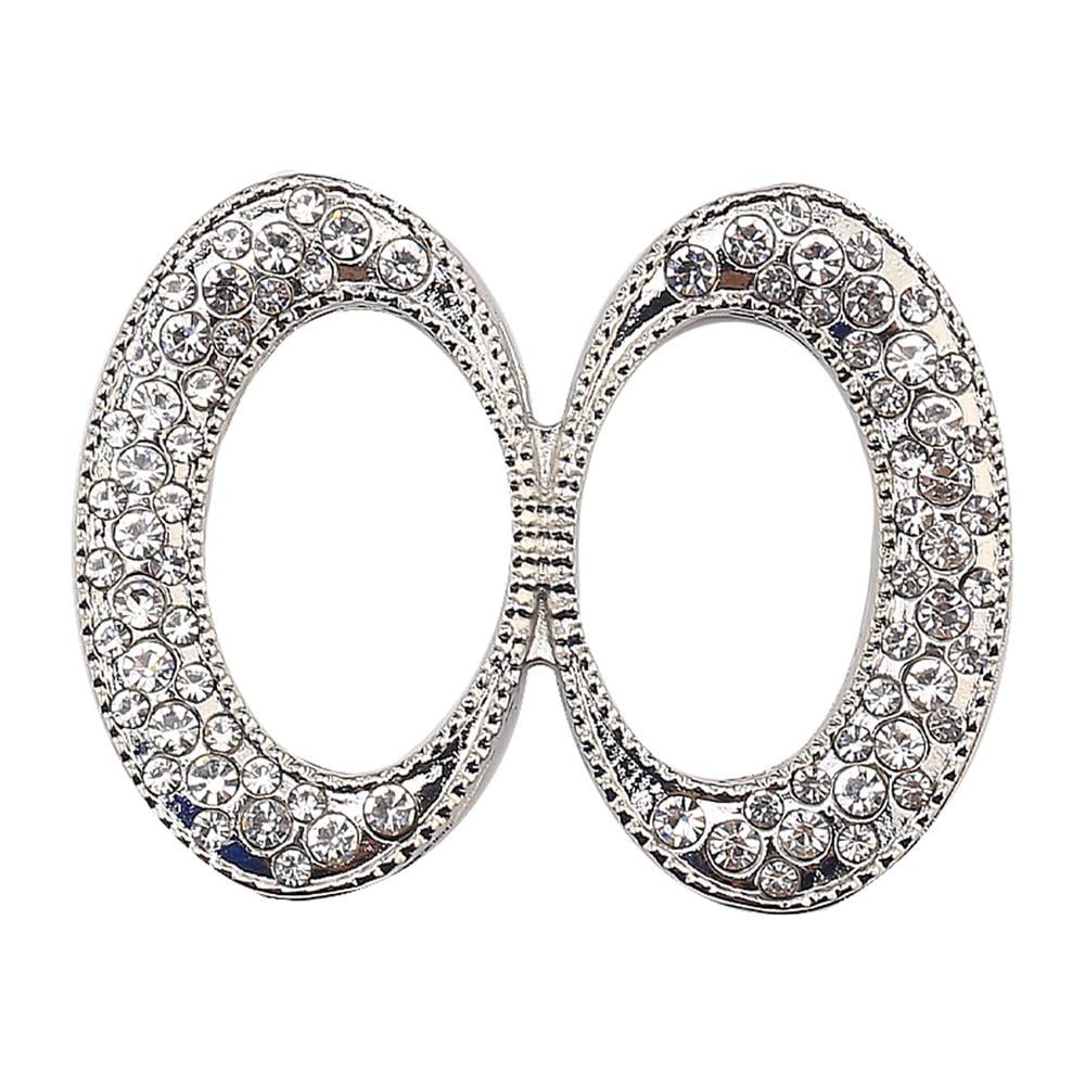 Kristal Taşlı Gümüş Renk Kemer Tokası