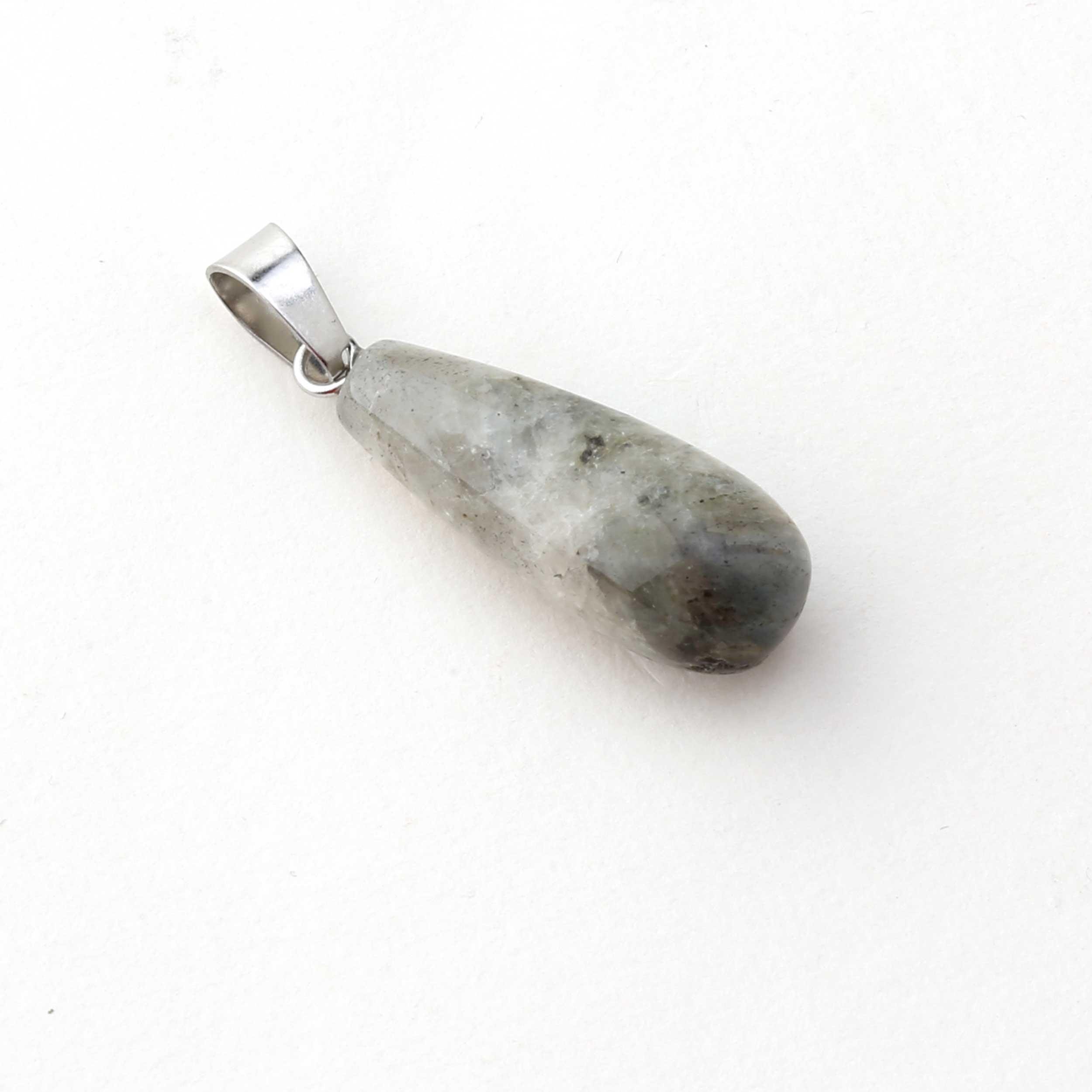 Labradorit Taşı Oval Damla Kolye Ucu