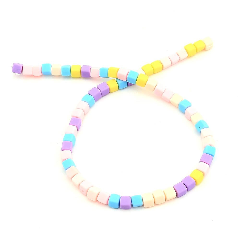 Pastel Renkler Fimo Küp Boncuk