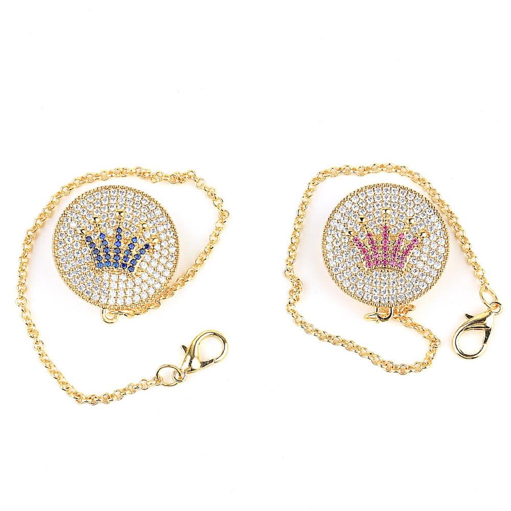 Taç Figürlü, Zirkon Taşlı Emzik Askısı