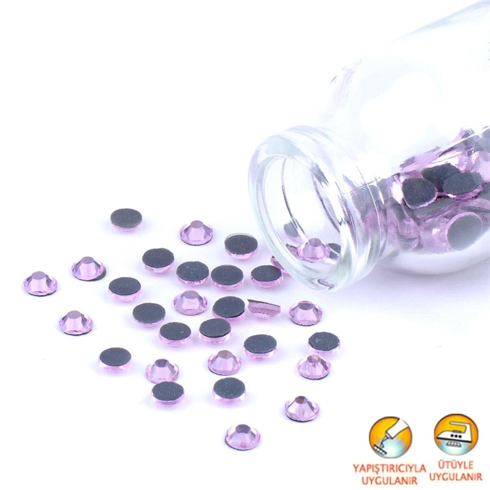 Ütüyle Yapıştırma Kristal Taş Açık Pembe Renk