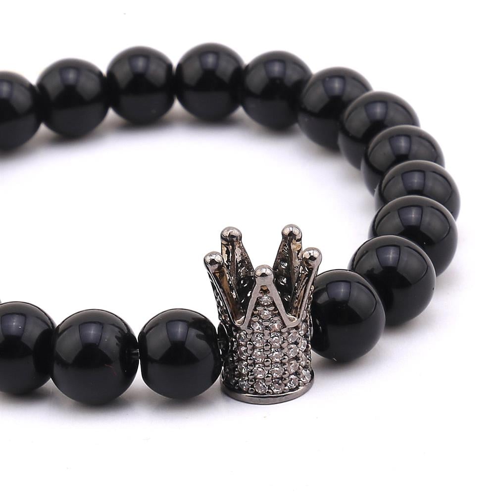 Zirkon Taşlı, Füme Renk Taç Şeklinde Metal Takı Boncuğu