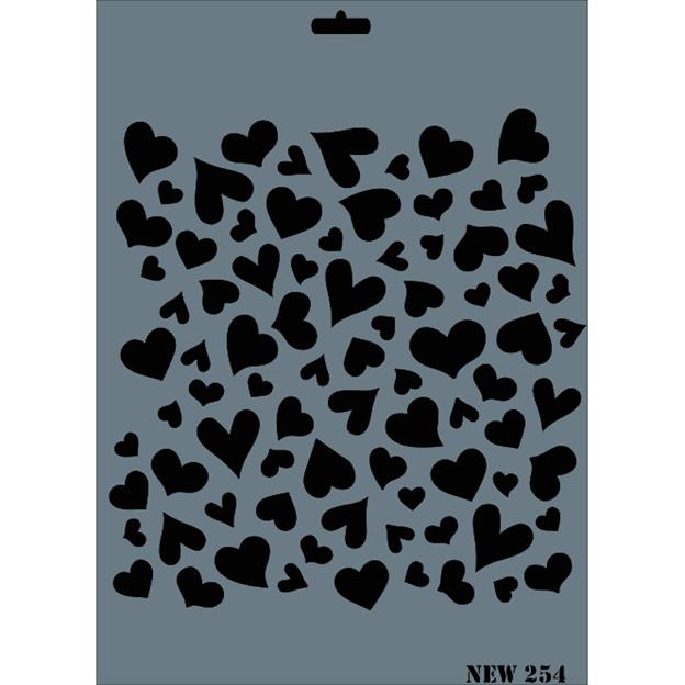 Kalp Set Stencil Şablon 25X35 cm - Rich New 254