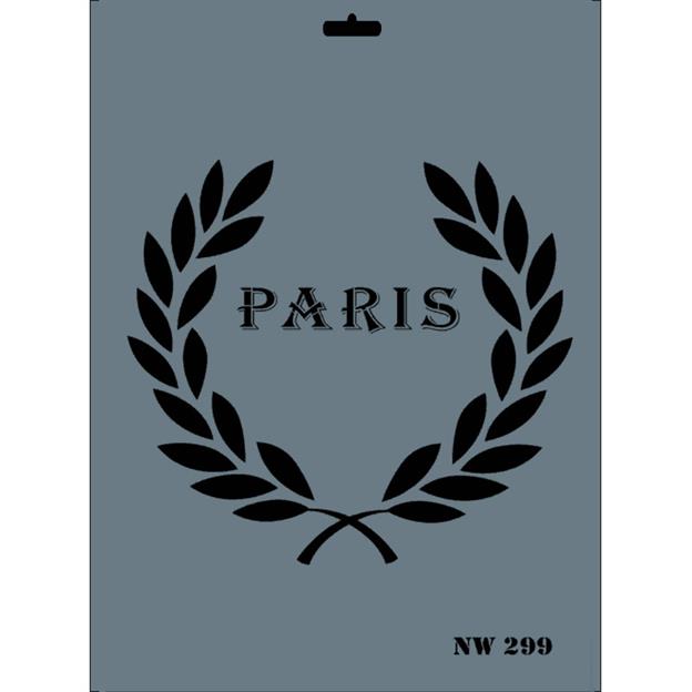 ''Paris'' Yazılı Yapraklı Stencil Şablon 25X35 cm - Rich New 299