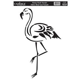 Flamingo Figürlü Kumaş Altın Varak Transfer 