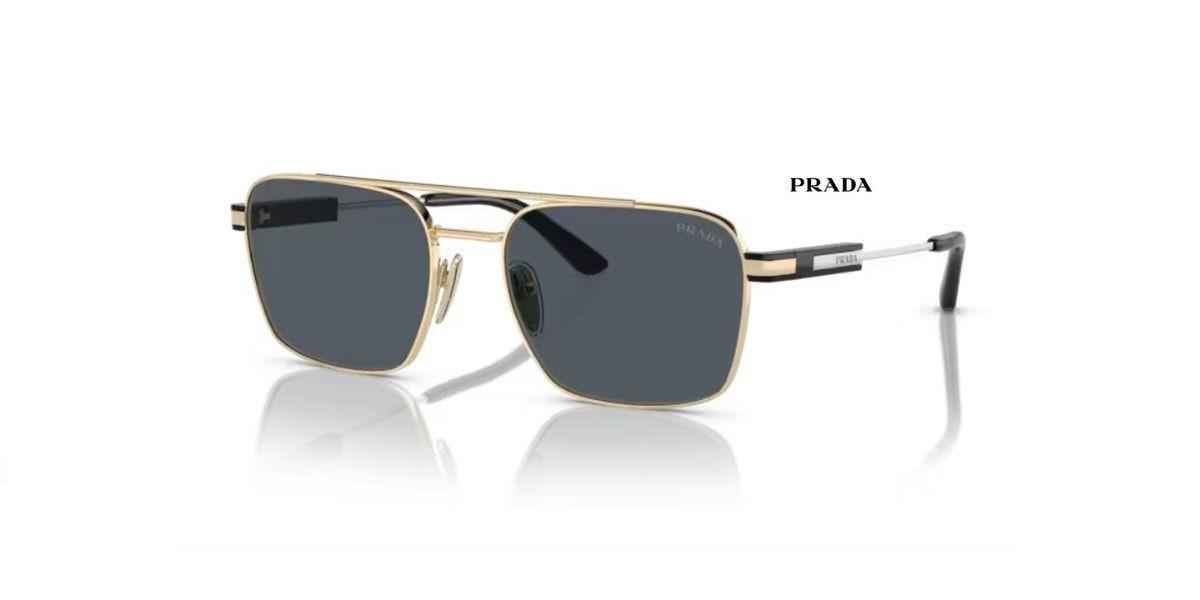 Prada SPR 67Z ZVN-09T Gold Metal Köşeli Çerçeve Erkek Güneş Gözlüğü