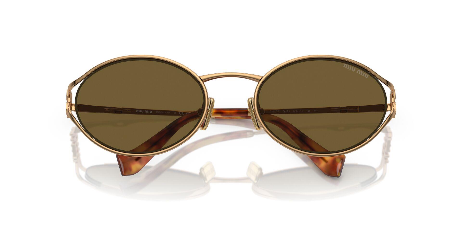 Miu Miu 52YS 7OE01T 54 Kadın Oval Gold Metal Güneş Gözlüğü