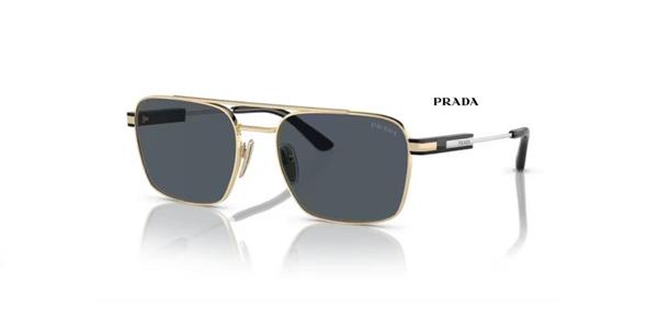 Prada SPR 67Z ZVN-09T Gold Metal Köşeli Çerçeve Erkek Güneş Gözlüğü