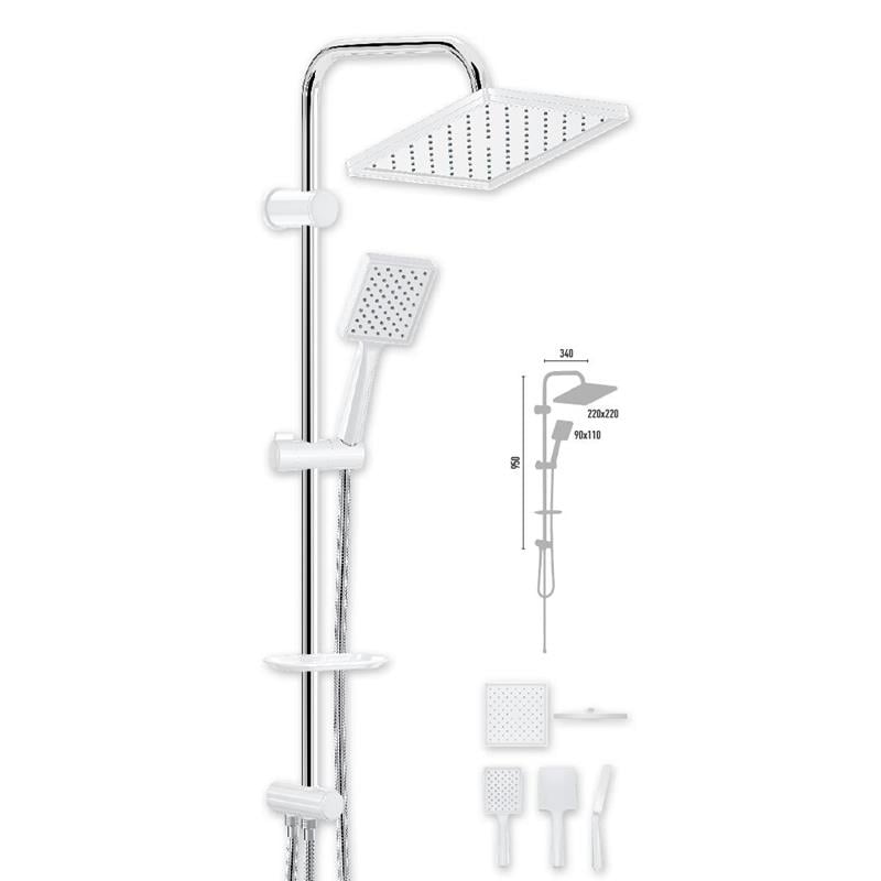 DM3428 - DUSCHELİNE PERA CHROME WHİTE ROBOT DUŞ SETİ