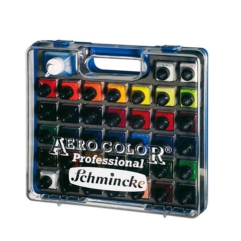 Schmincke Aerocolor Professional Plastik Kutu Boya Seti 37x28 ml + Aeroclean Temizleyici 81136