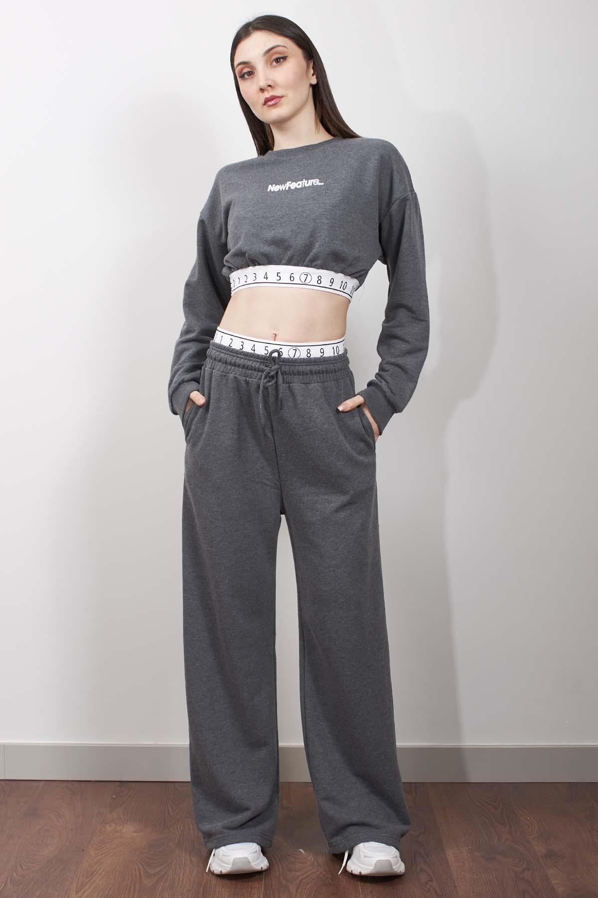 Antrasit Bant Detaylı Sweatshirt