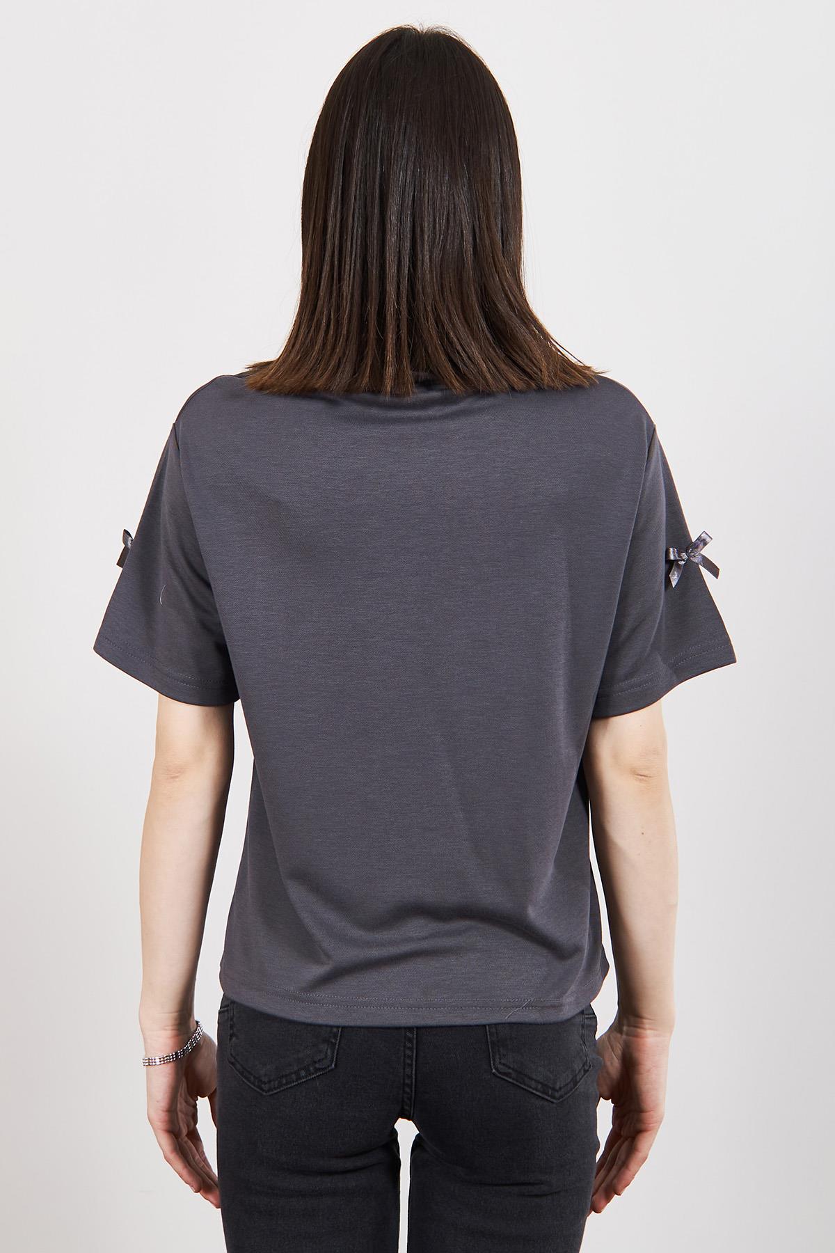 Antrasit Fiyonk Detaylı T Shirt