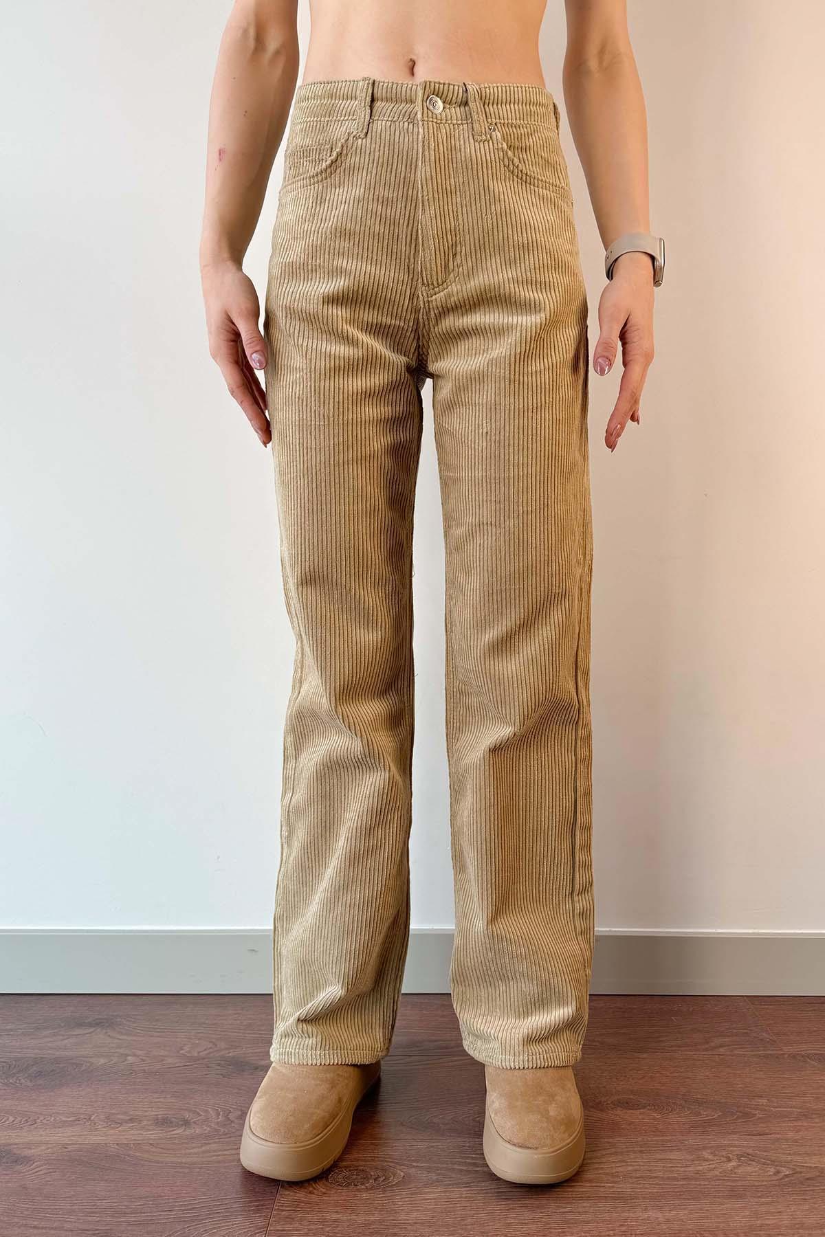 Bal Köpüğü Straight Kesim Kadife Jean Pantolon