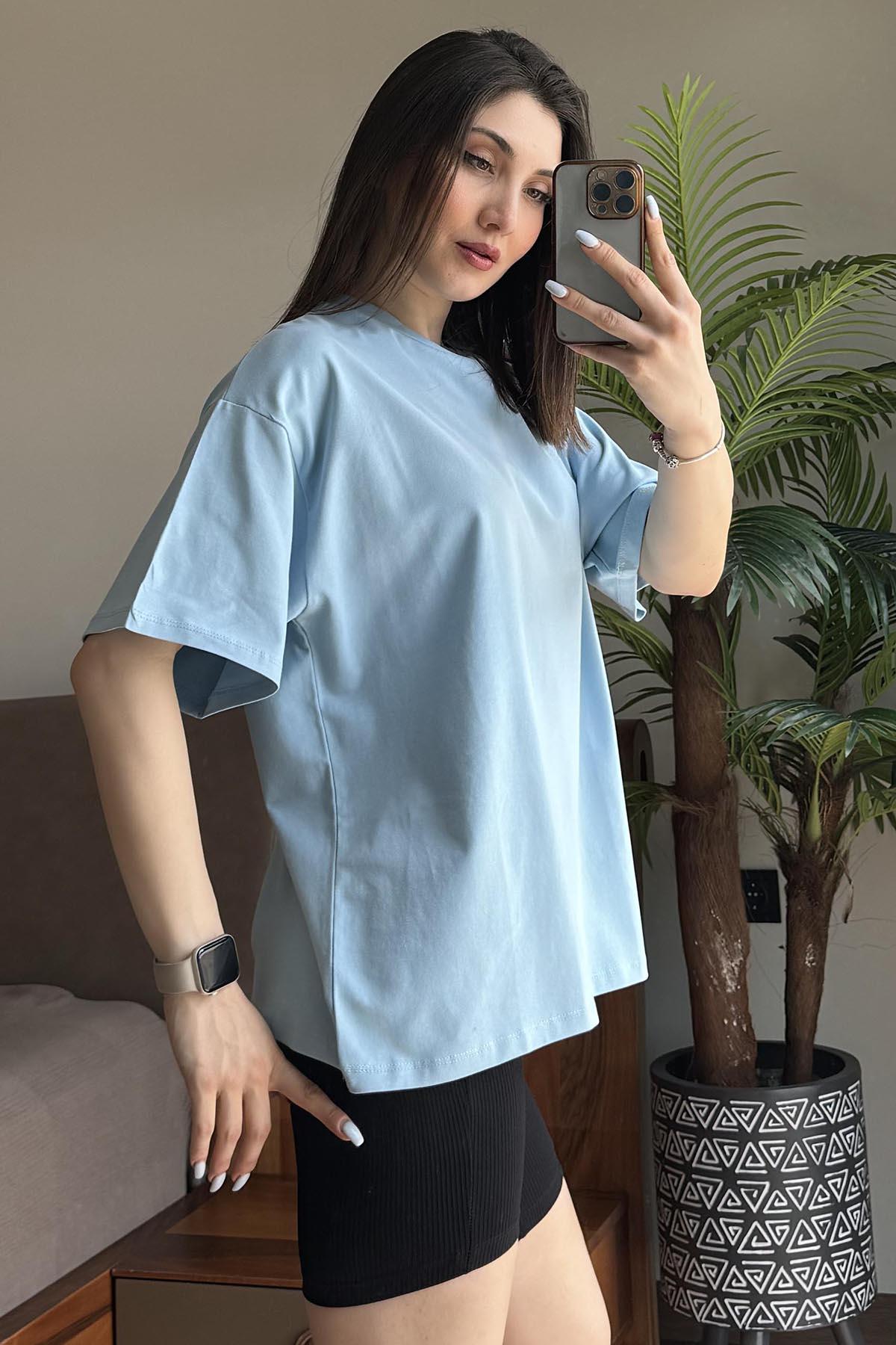 Bebe Mavisi Overisze T Shirt