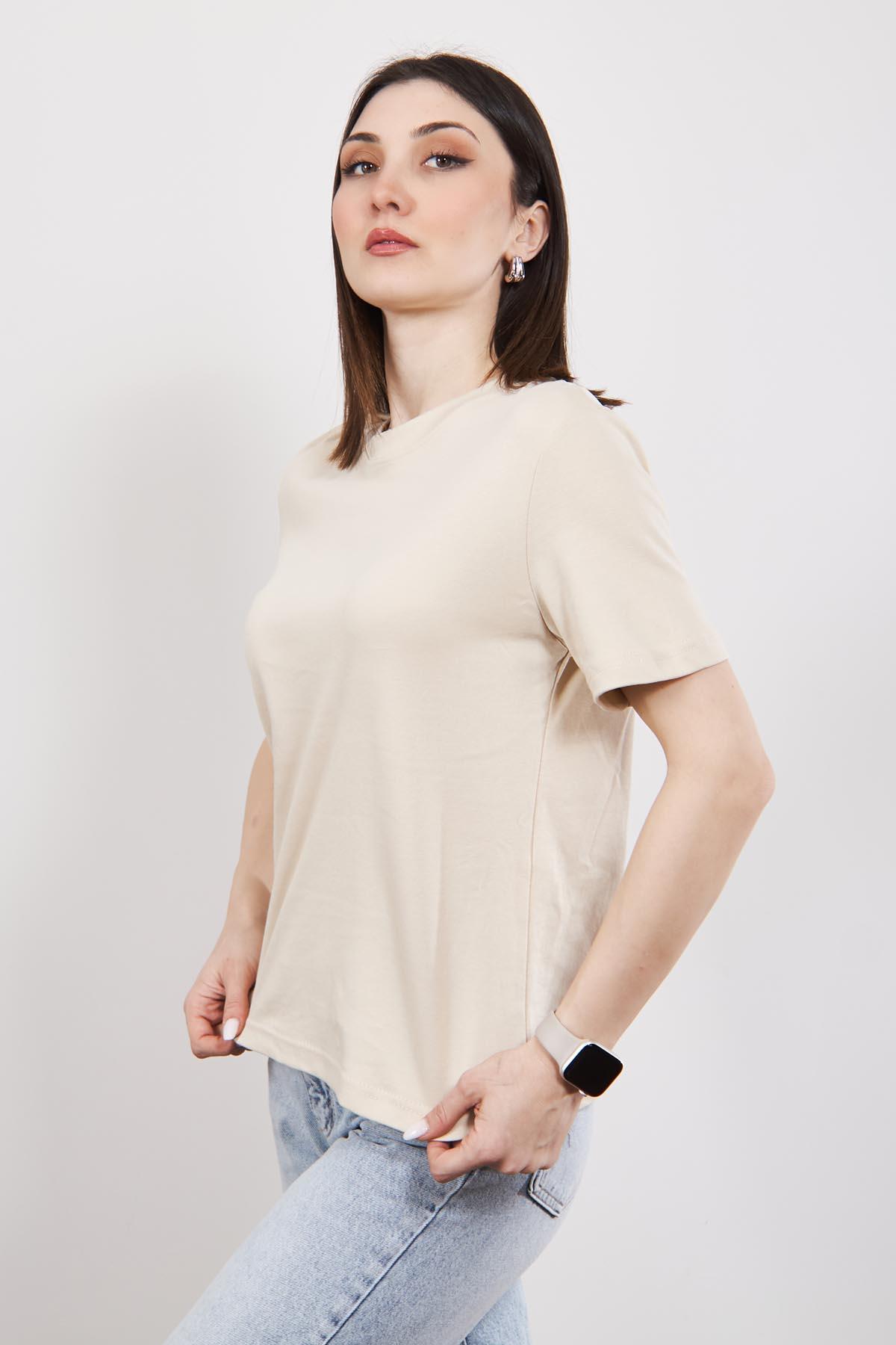 Bej Massi Kısakollu T Shirt