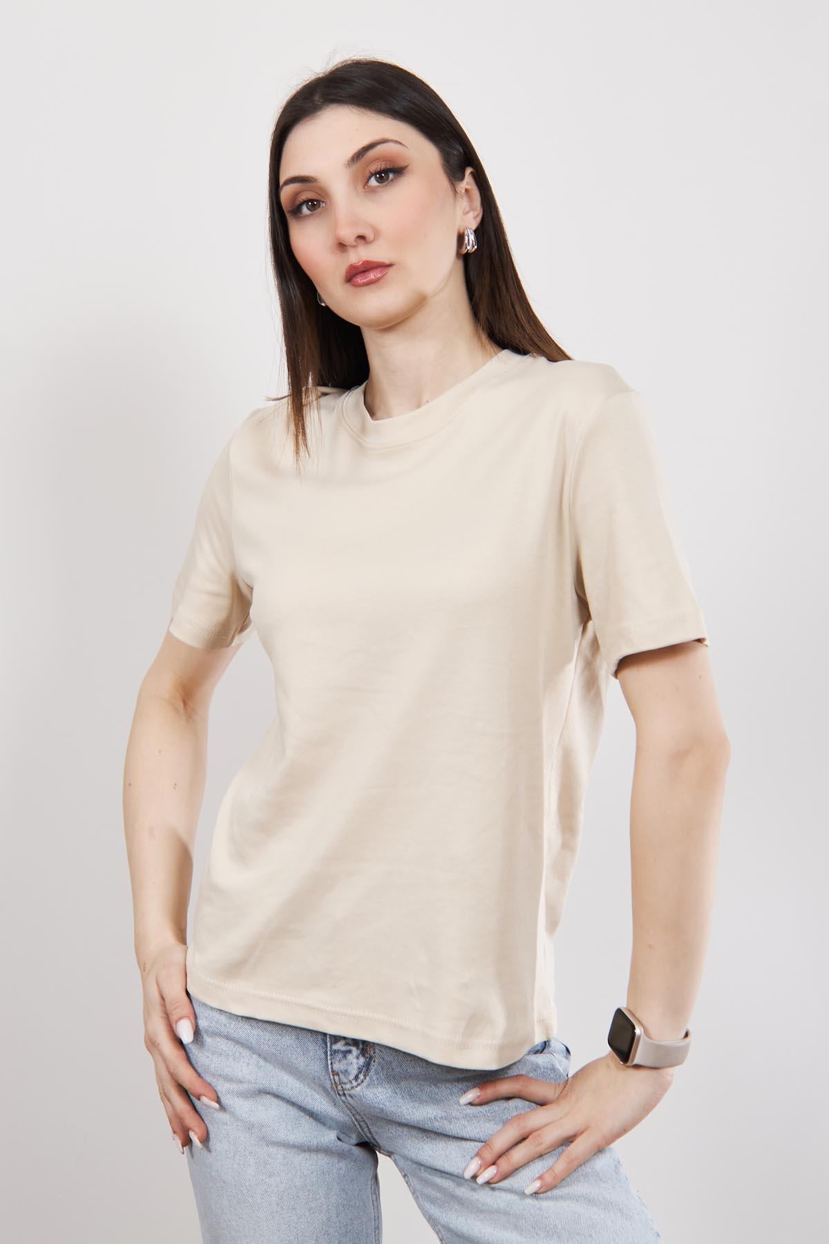 Bej Massi Kısakollu T Shirt