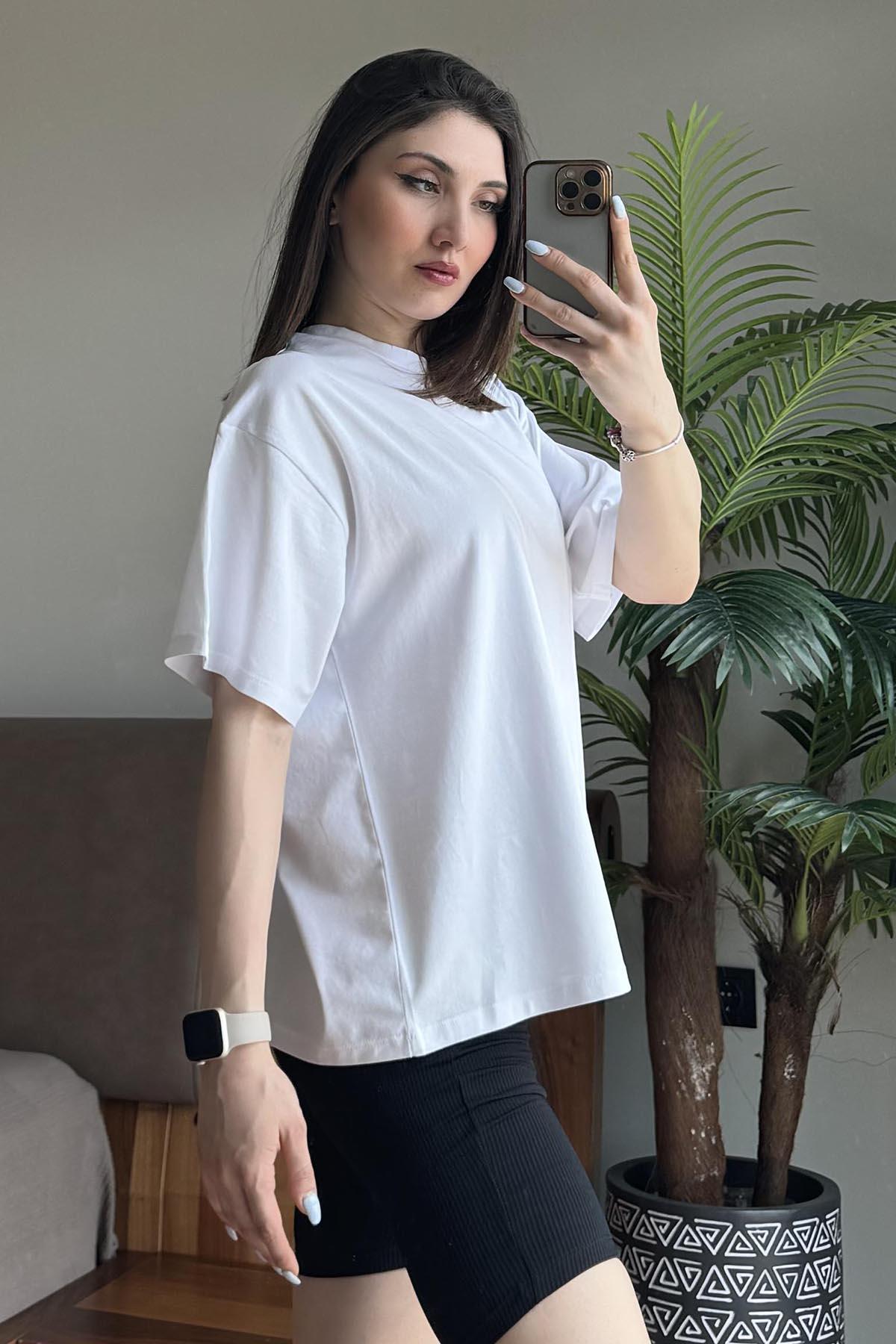 Beyaz Overisze T Shirt