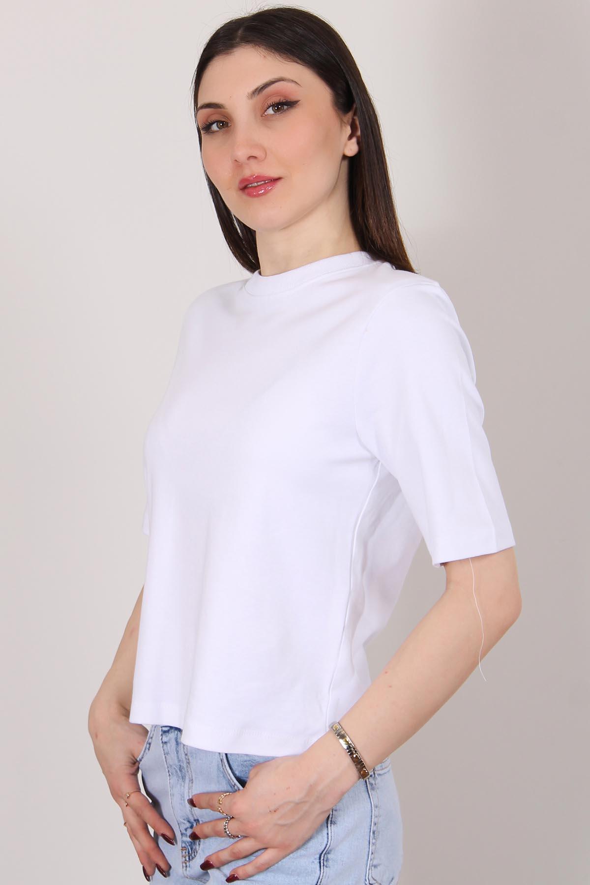 Beyaz Vatkalı T Shirt