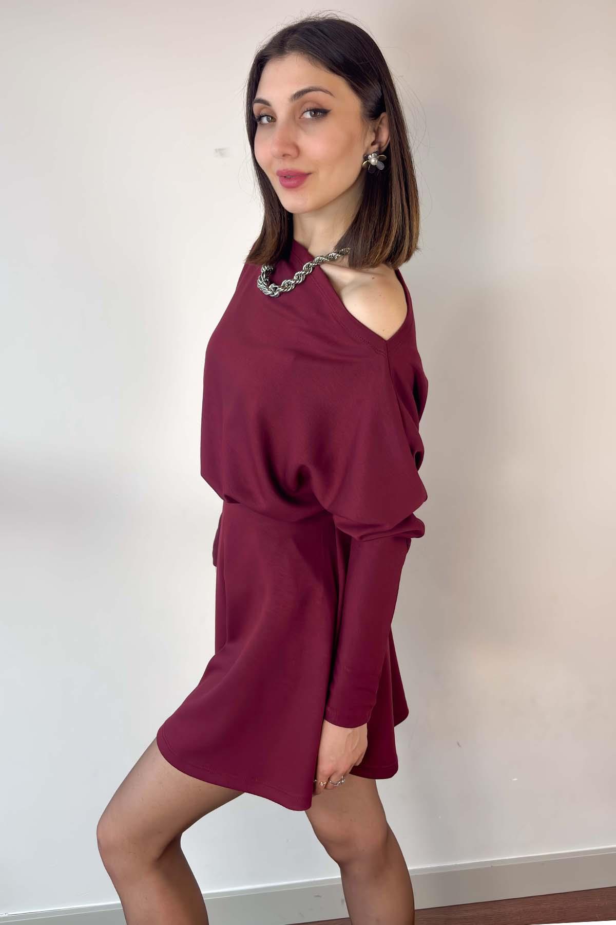 Bordo Düşük Omuzlu Takım