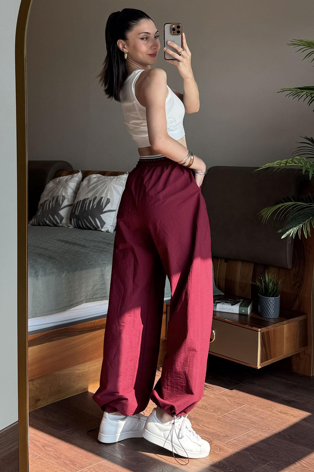 Bordo Free Wild Bel Bantlı Pantolonlu Takım
