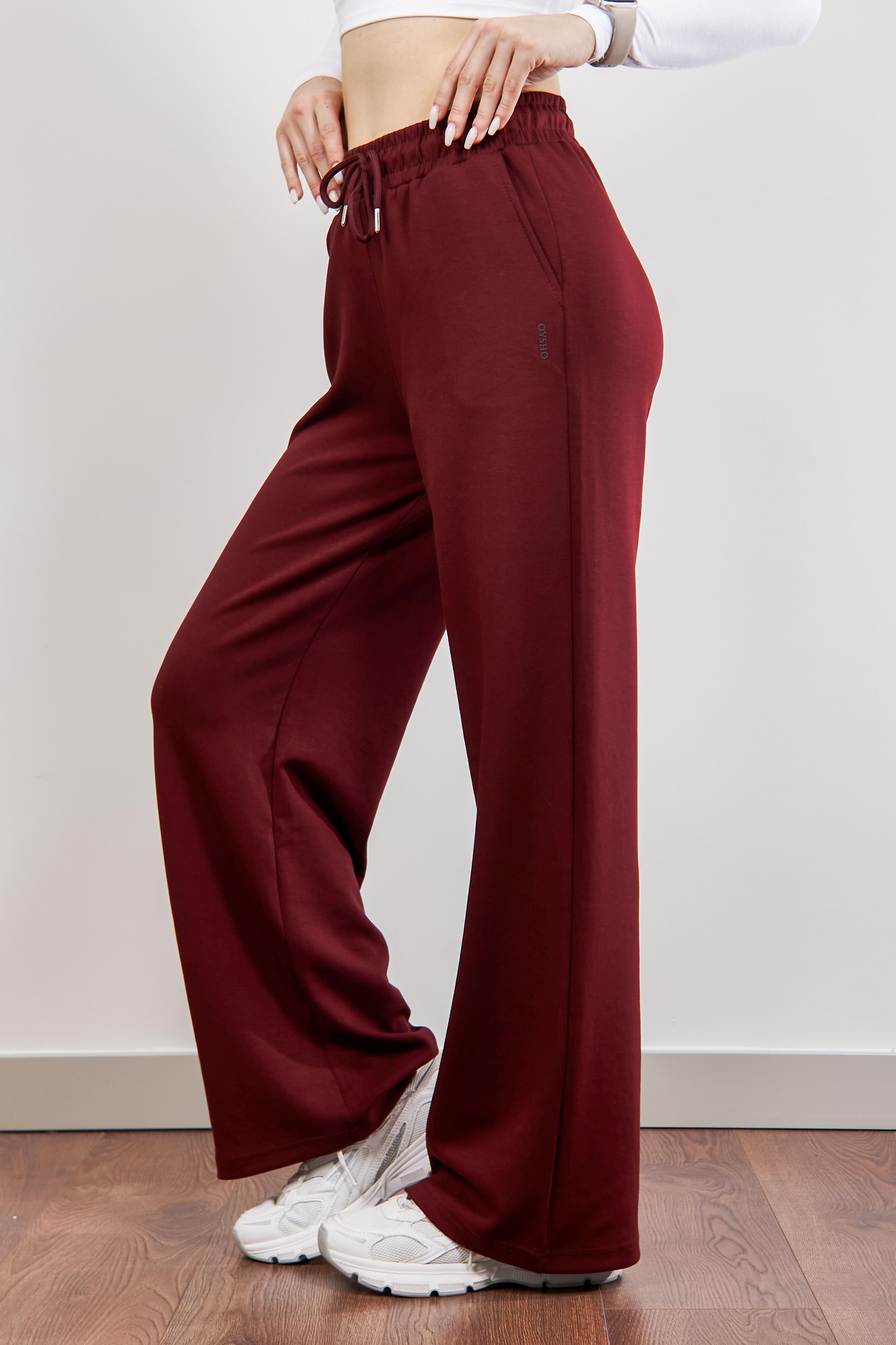 Bordo OYSH Palazzo Modal Eşofman Altı