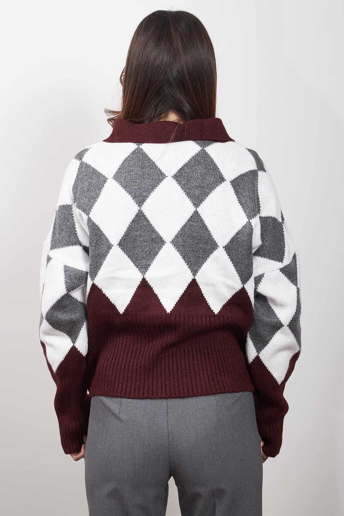 Bordo Polo Yaka Kazak