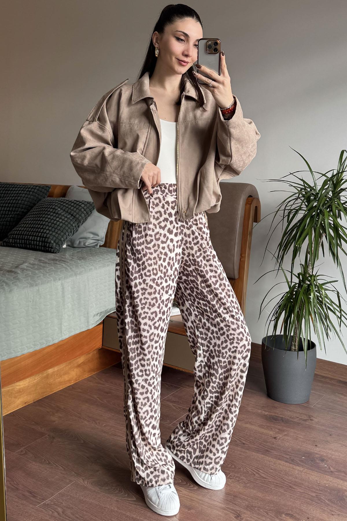 Camel Ön Pile Detaylı Süet Ceket