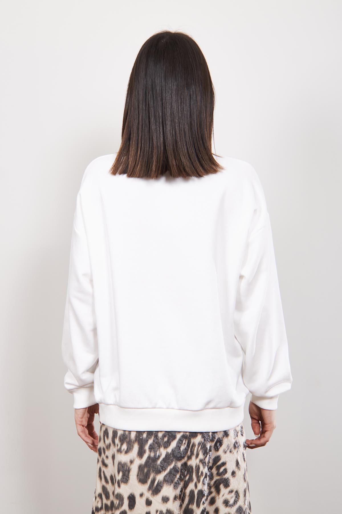 Ekru Amour Nakışlı Sweatshirt