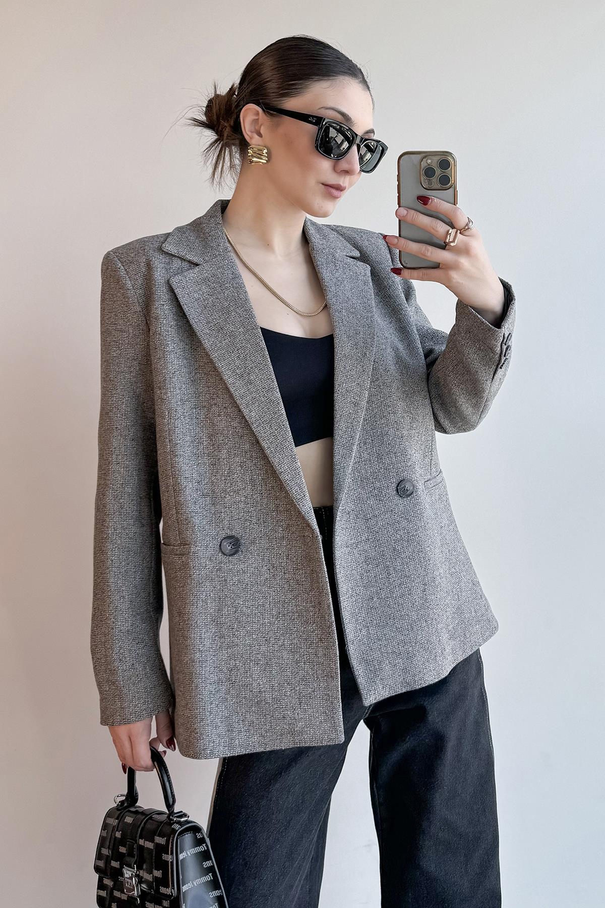 Gri Yün Blazer Ceket