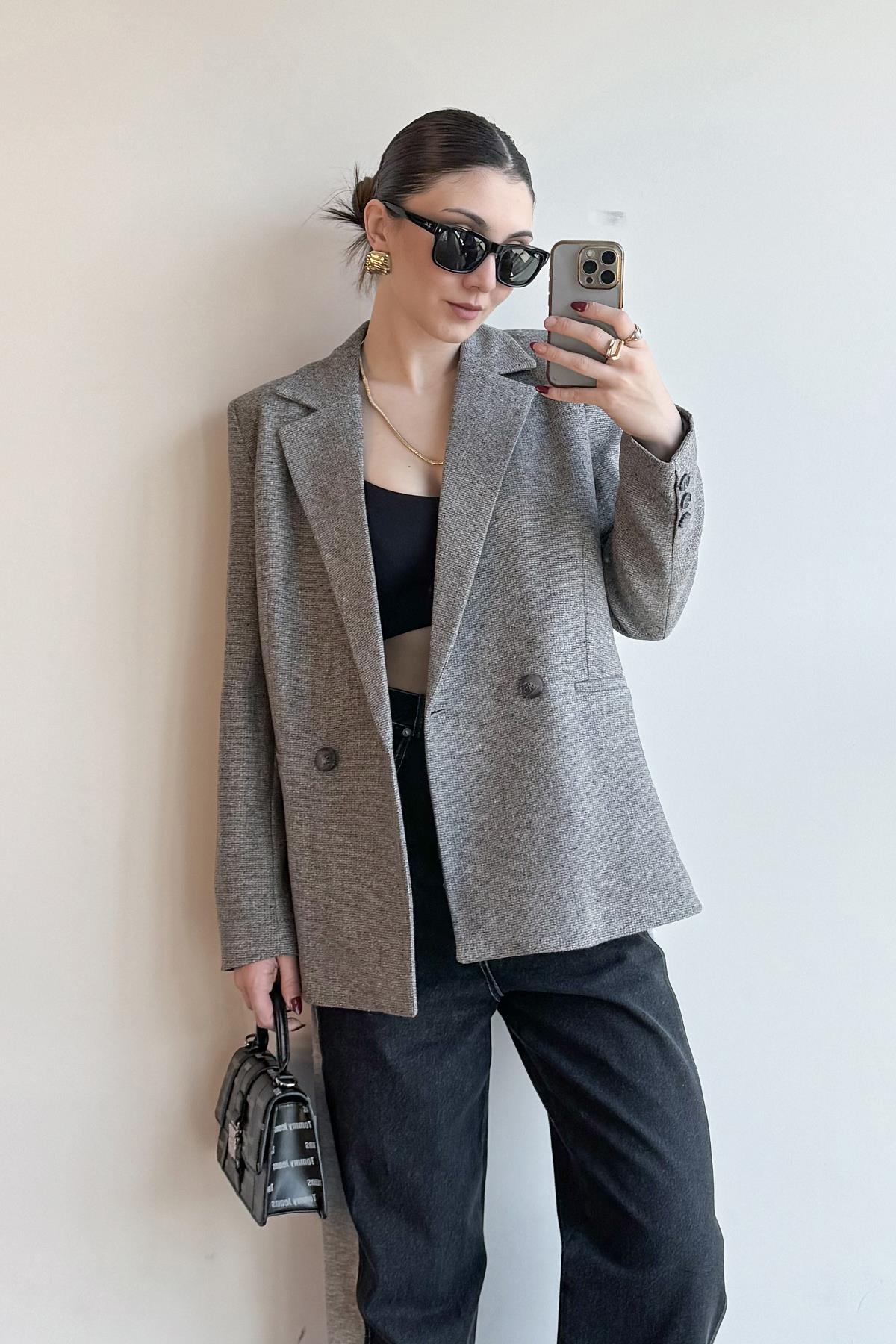 Gri Yün Blazer Ceket