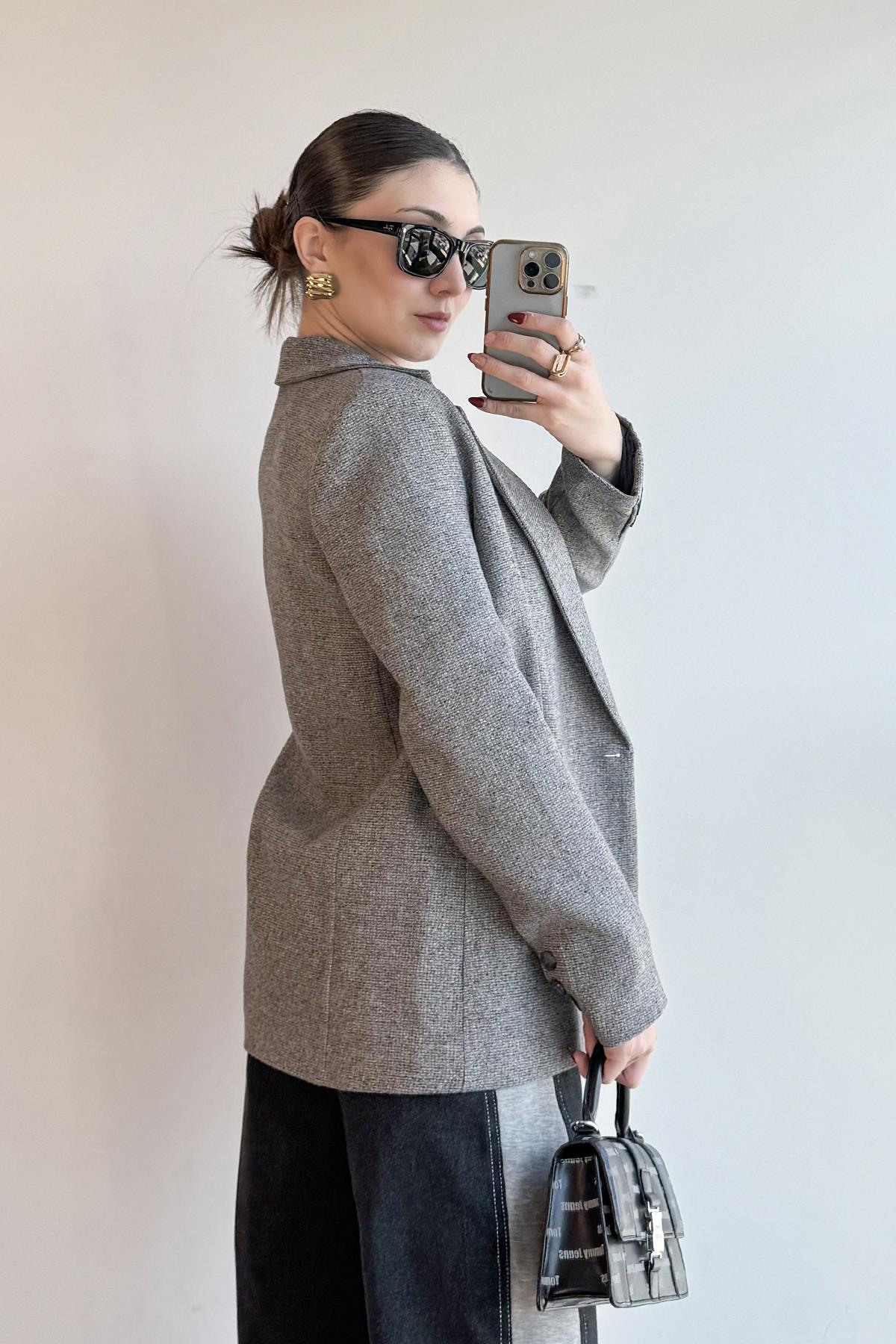 Gri Yün Blazer Ceket