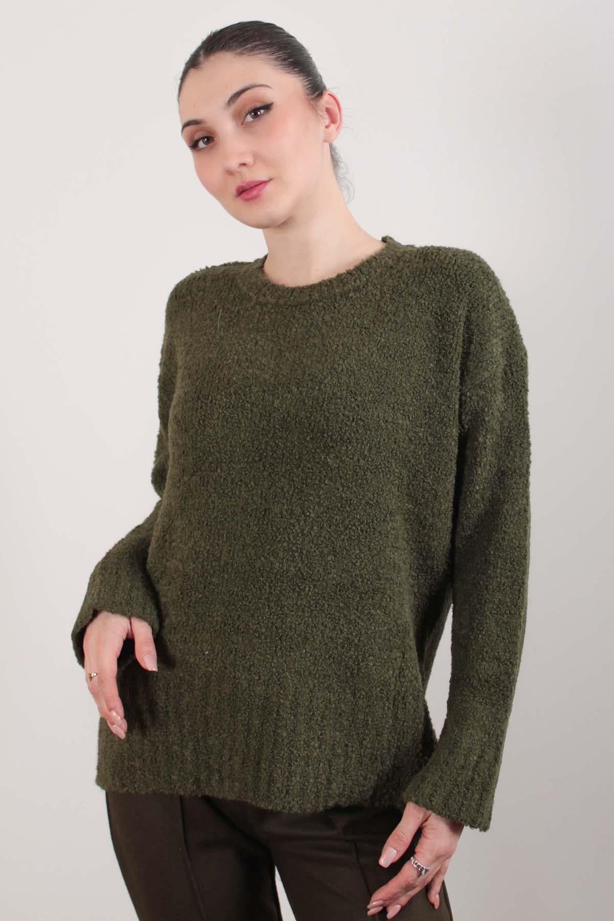 Haki Oversize  Bisiklet Yaka Buklet Pinterest Kazak