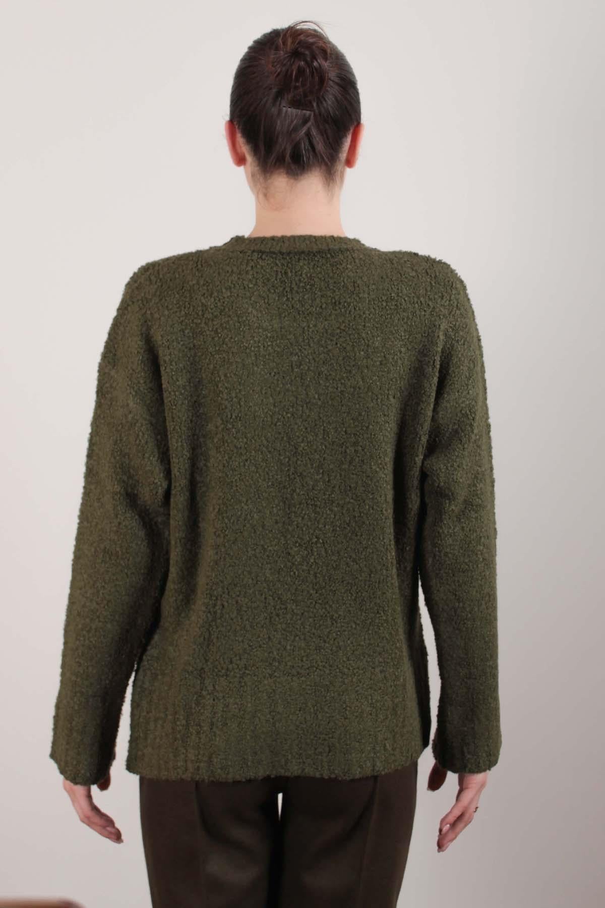 Haki Oversize  Bisiklet Yaka Buklet Pinterest Kazak