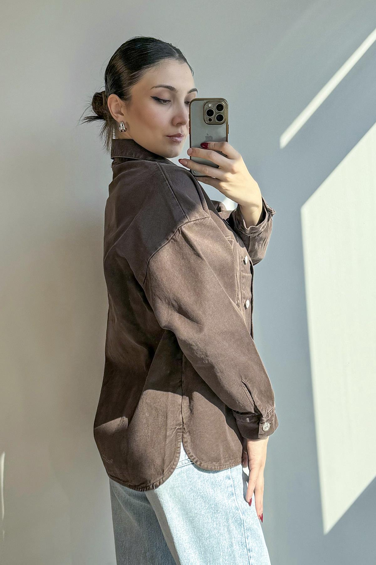Kahverengi Denim Ceket