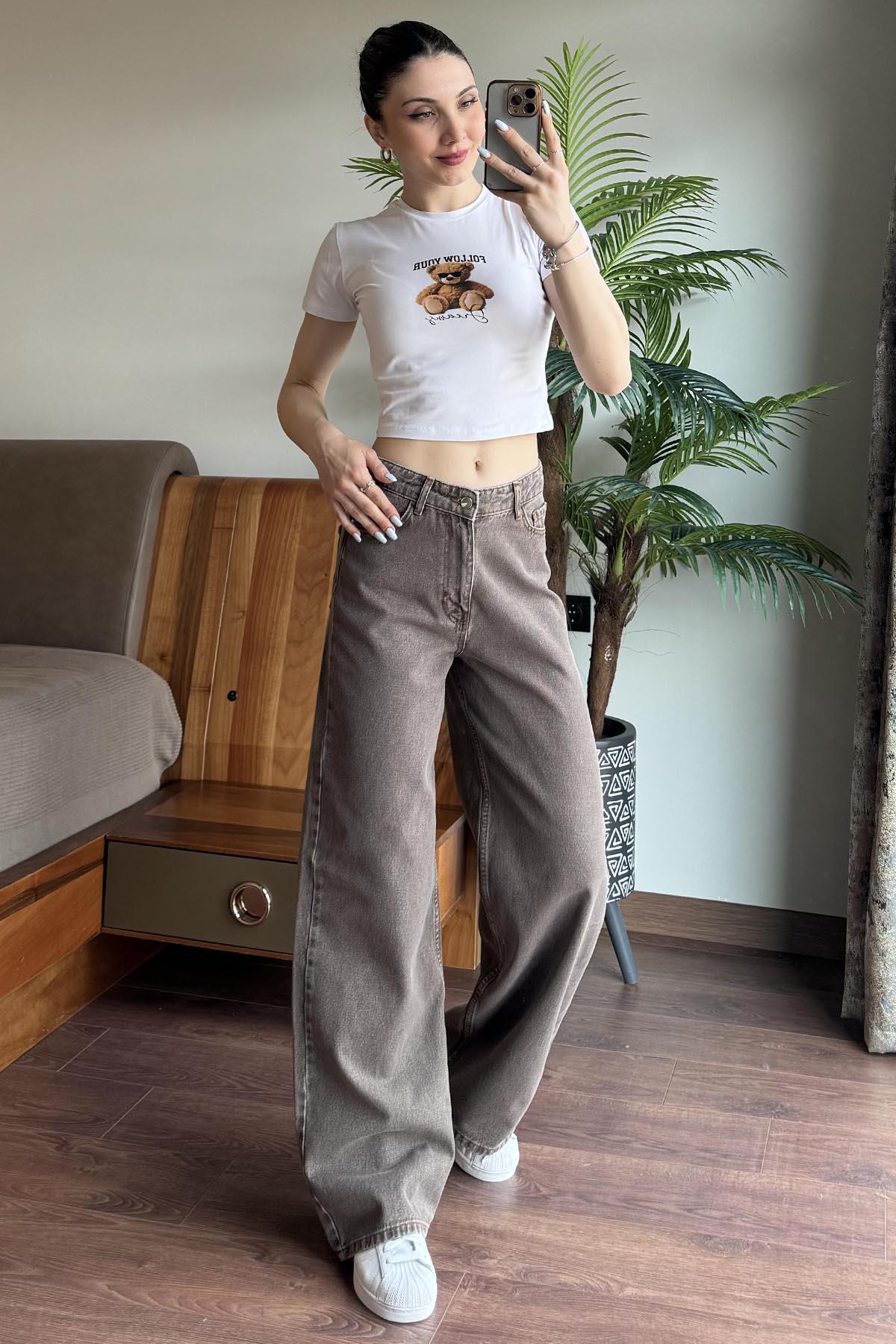 Kahverengi Denim Pantolon