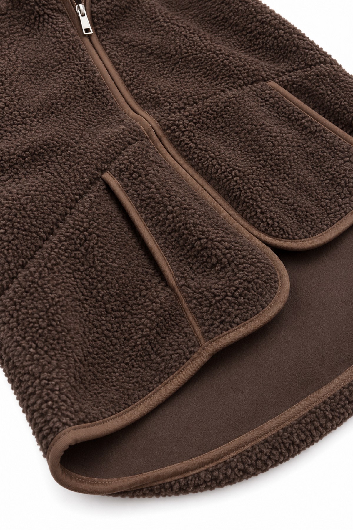 Kahverengi Fermuarlı Polar Sweatshirt
