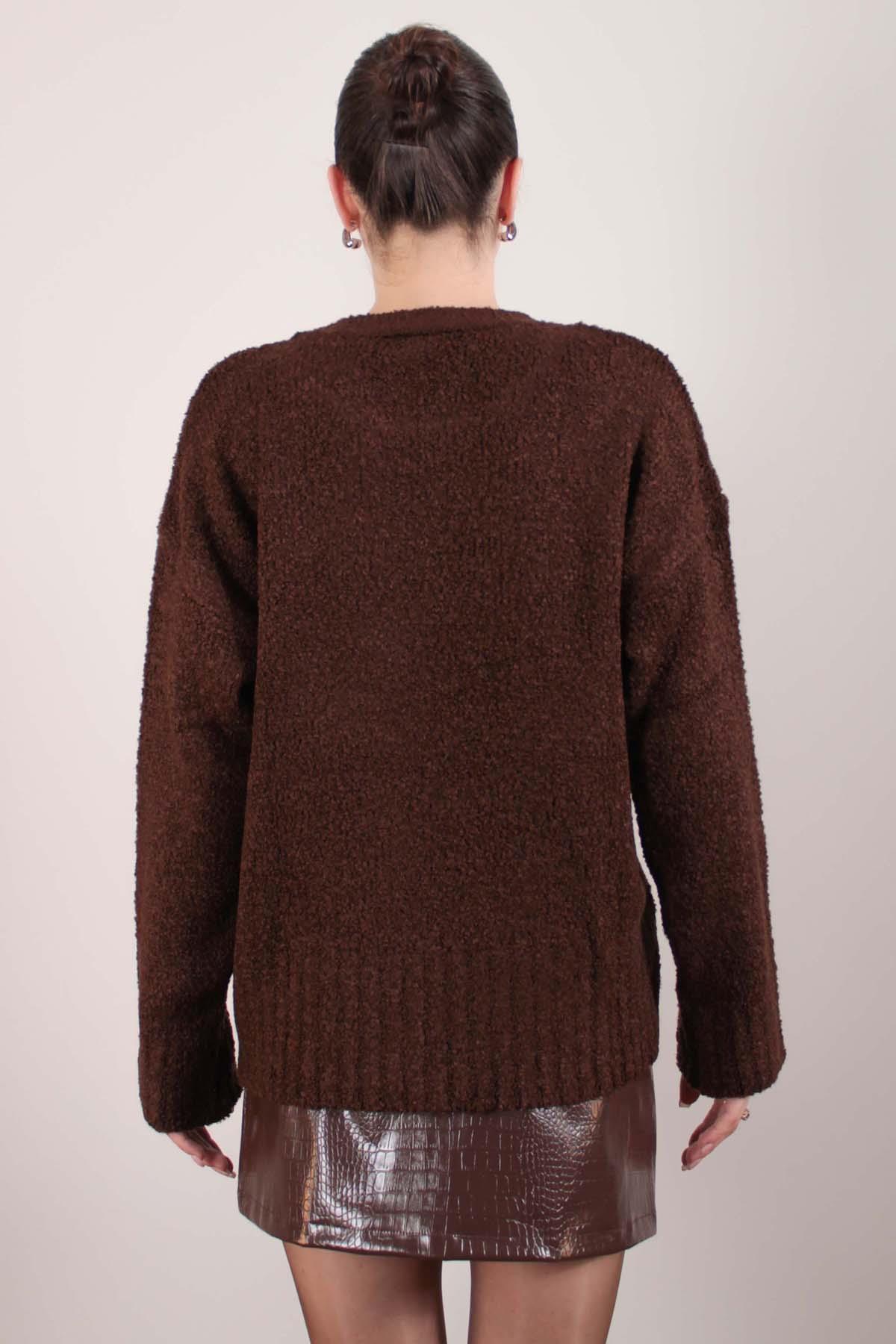 Kahverengi Oversize  Bisiklet Yaka Buklet Pinterest Kazak