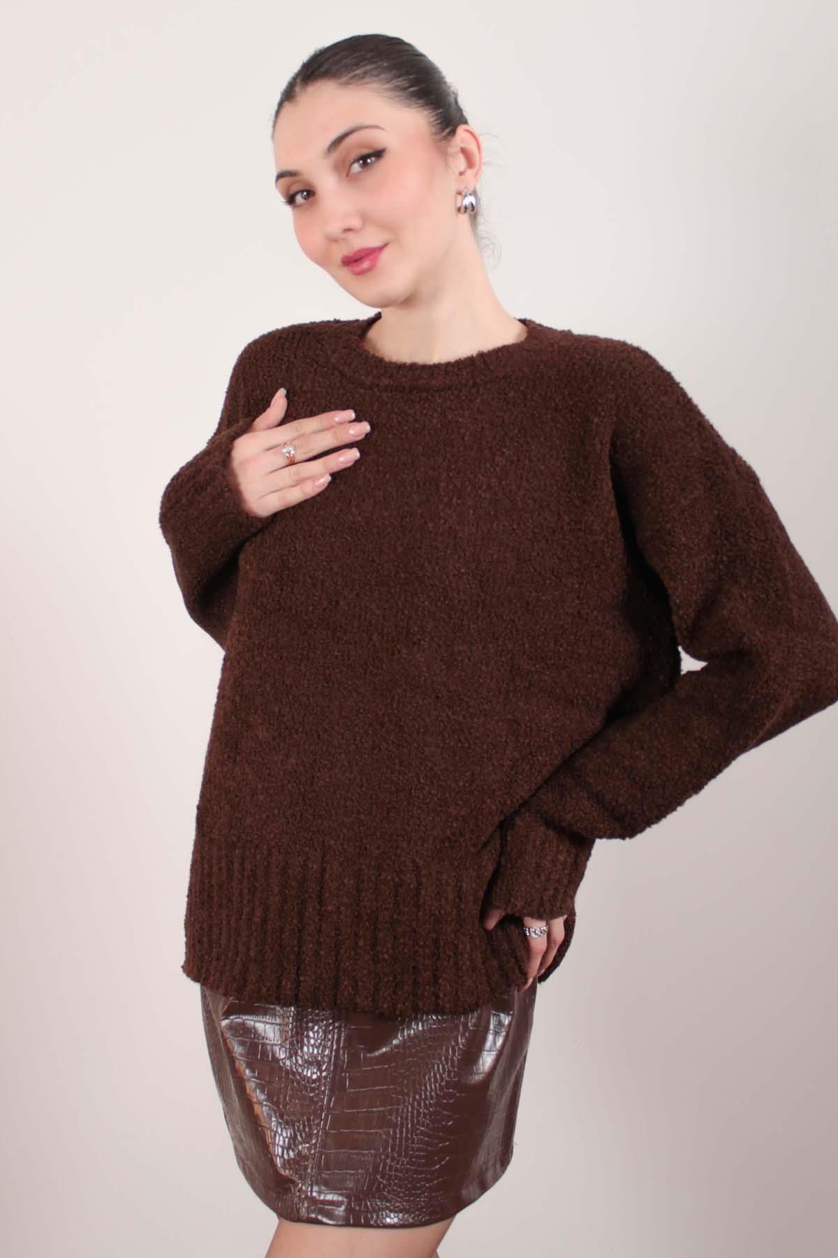 Kahverengi Oversize  Bisiklet Yaka Buklet Pinterest Kazak