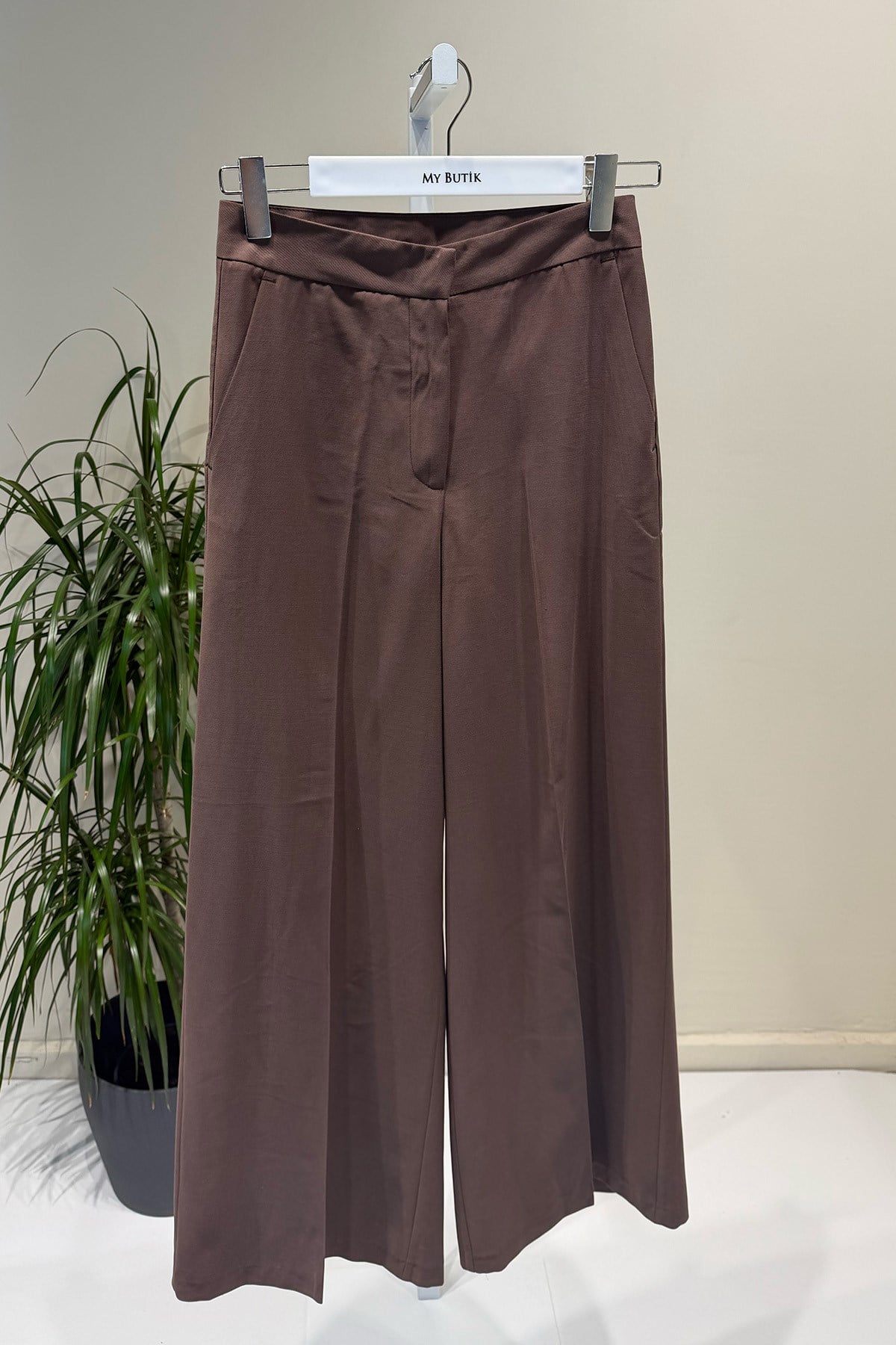 Kahverengi Tencel Palazzo Pantolon