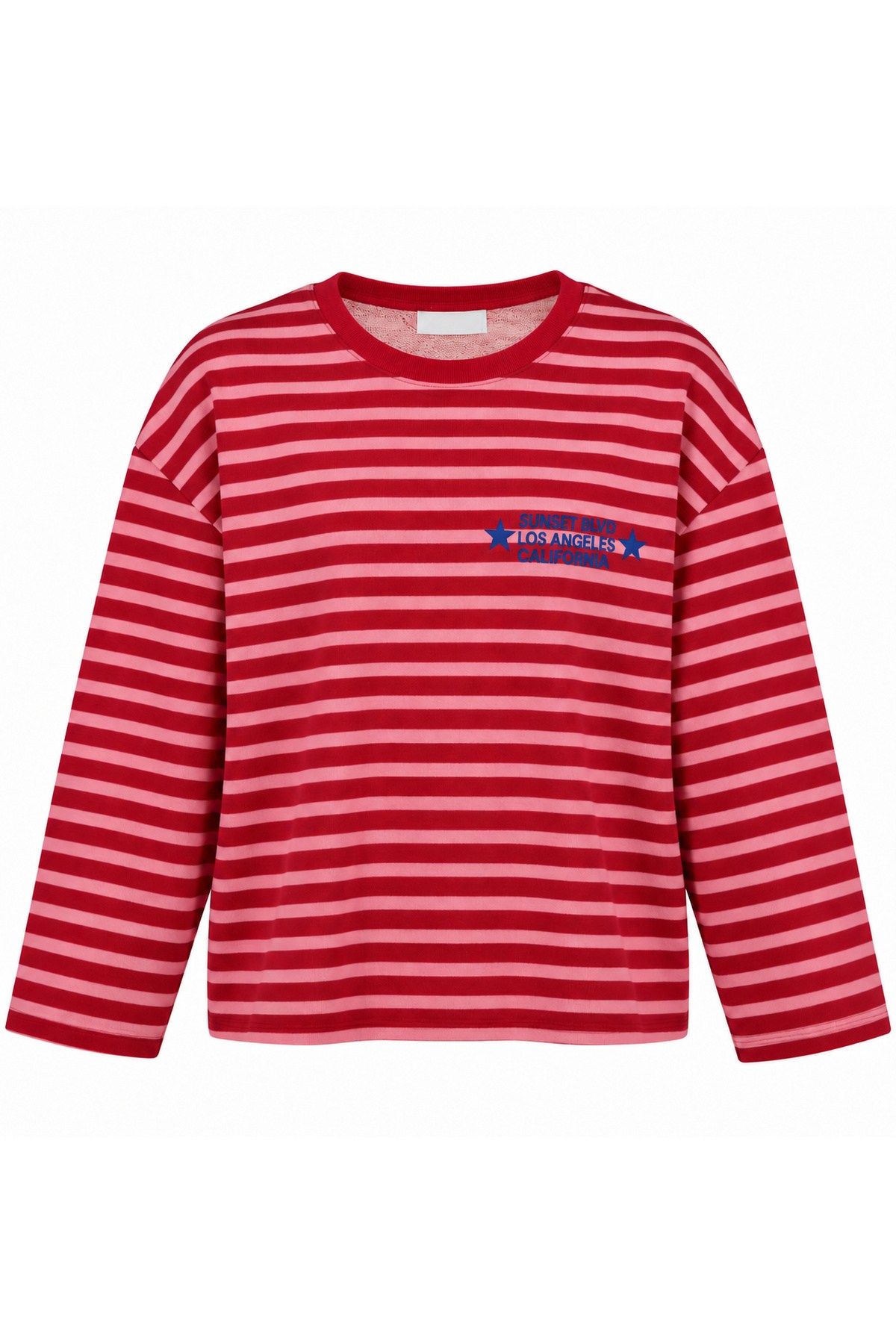 Kırmızı Pembe Sunset BLVD Çizgili Sweatshirt