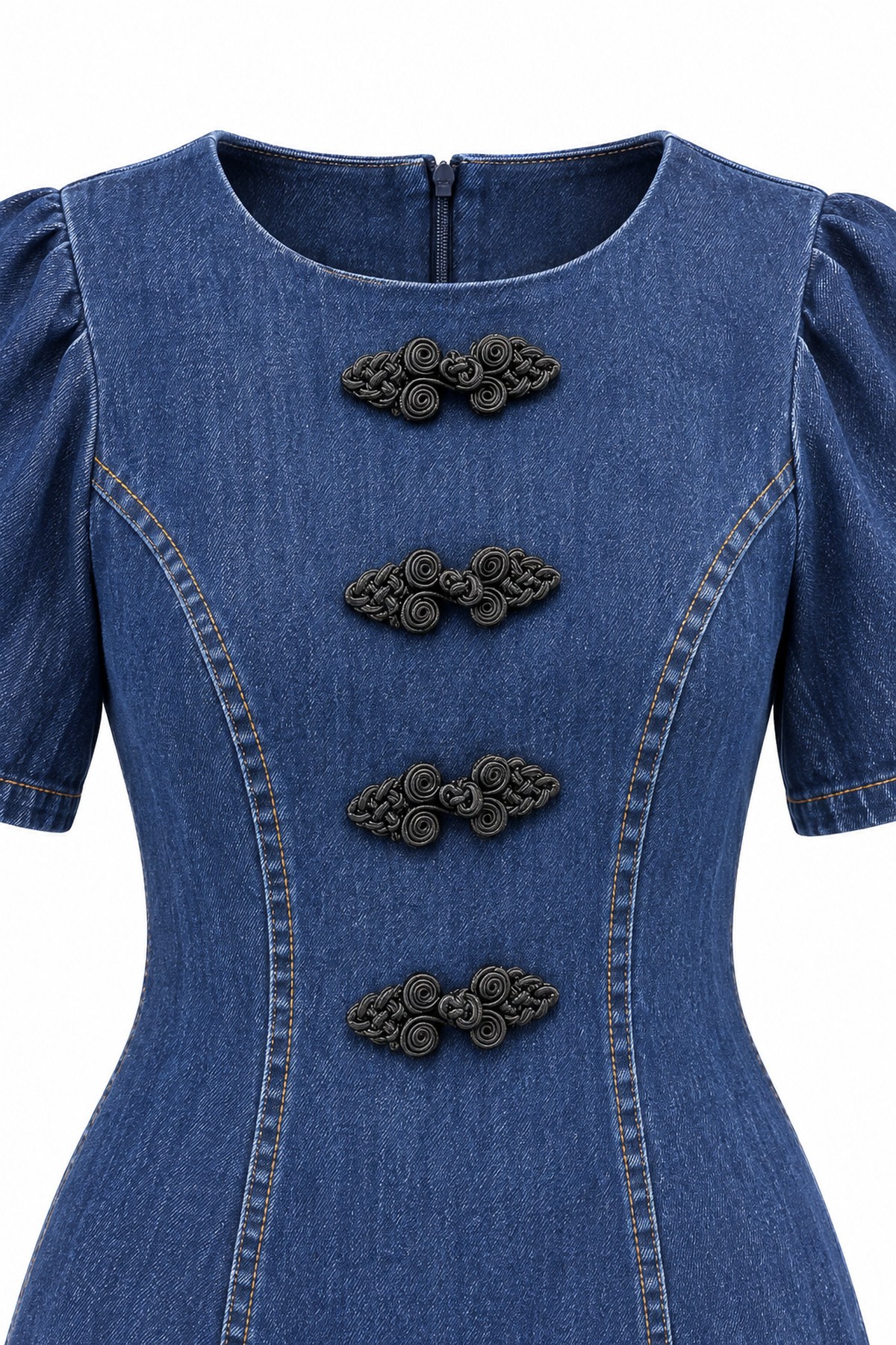 Lacivert Denim Elbise