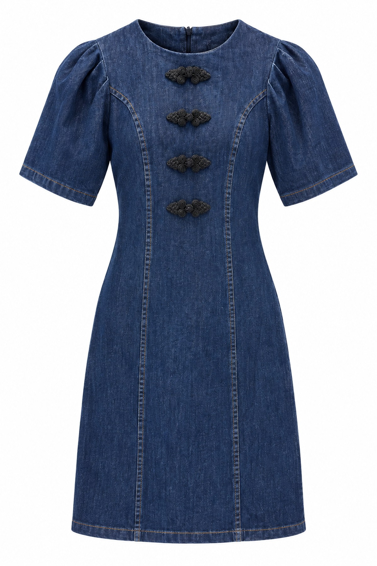 Lacivert Denim Elbise